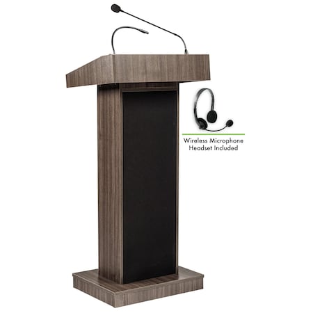 Oklahoma Sound Oklahoma Sound Orator Lectern with Wireless Headset Mic, Ribbonwood 800X-RW/LWM-7